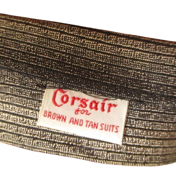 Vintage Corsair Acetate Brown & Gold Striped Tie For Brown And Tan Suits - Picture 1 of 4